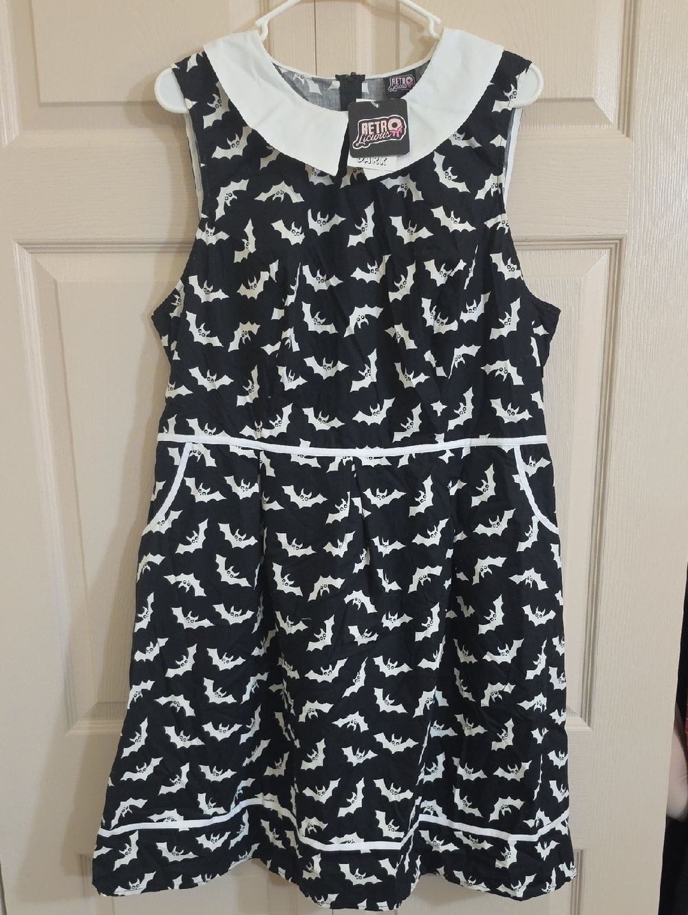 Retrolicious Black and White Bat Collar Dress Glow In The Dark